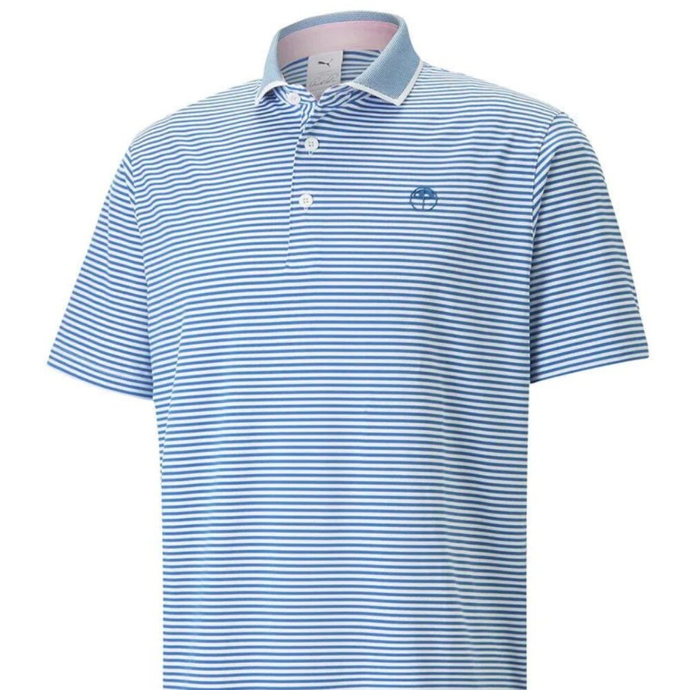 Puma Arnold Palmer Golf Polo Shirt - Medium - Blue White Stripe Short Sleeve New